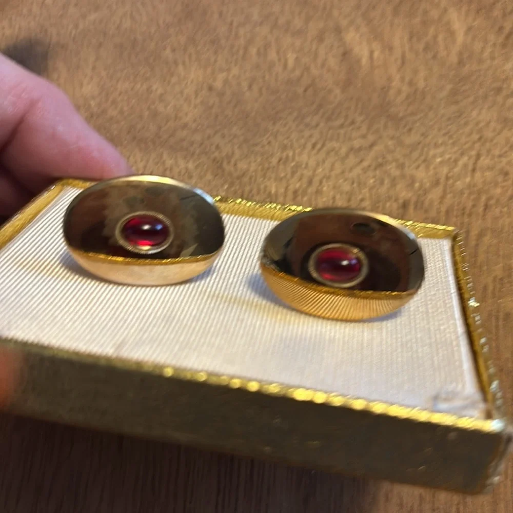 Anson Vintage Cufflinks Haband 40th year anniversary red stone
